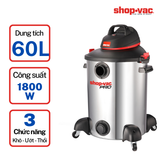  Máy hút bụi Shop Vac (Saigon Esco)  khô/ướt/thổi 60L 1800W thép không gỉ - 5973486 