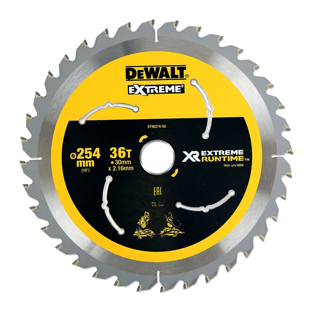  Lưỡi cưa gỗ 254x30mm 36T 6000rpm Dewalt DT90274-QZ (Tối ưu cho máy pin FlexVolt) 