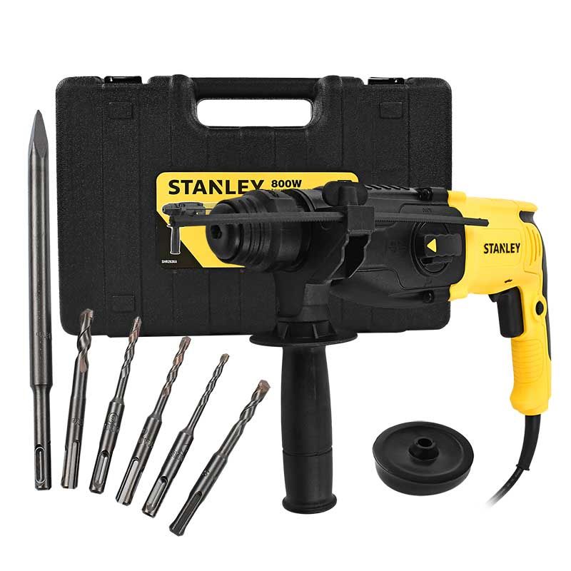  Máy khoan bê tông điện Stanley 26mm 800W Kèm Vali & 6 Mũi SHR263KA-B1 