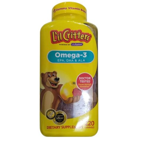 Kẹo Gấu L'il Critters Omega-3 DHA Bổ Sung DHA Cho Bé, 220 viên