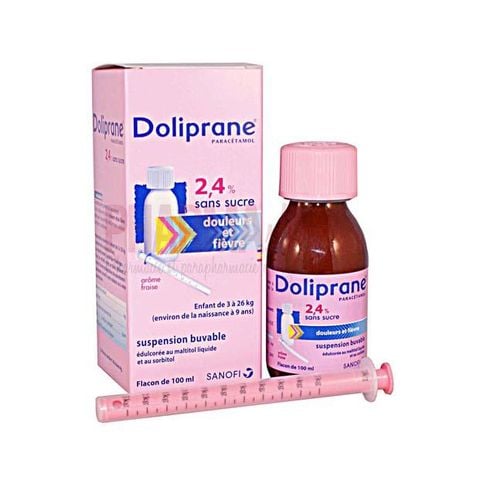 Siro Doliprane 100ml hỗ trợ hạ sốt nhanh cho bé của Pháp