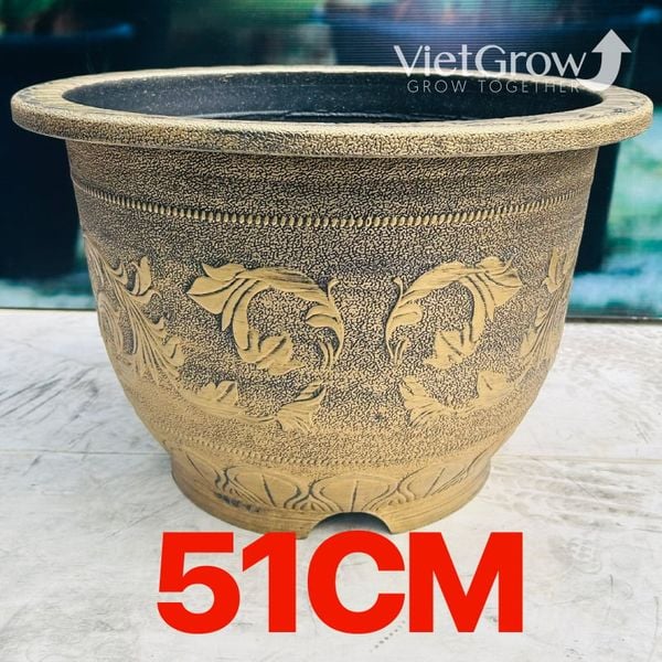  Chậu Nhựa Giả Đồng Hoa Văn Cổ Điển, Đường kính 51cm 