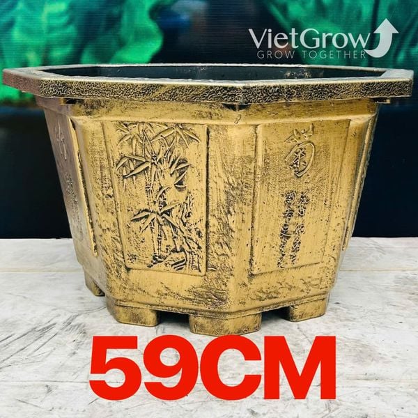  Chậu Nhựa Giả Đồng Bát giác, Đường kính 59cm 