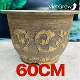  Chậu Nhựa Giả Đồng Hoa Văn Cổ Điển, Đường kính 60cm 