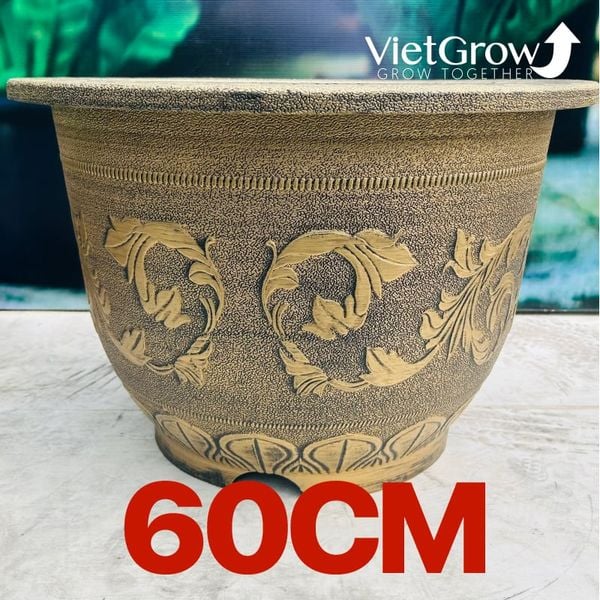  Chậu Nhựa Giả Đồng Hoa Văn Cổ Điển, Đường kính 60cm 