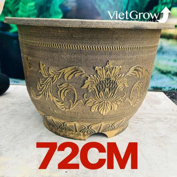  Chậu Nhựa Giả Đồng Hoa Văn Cổ Điển, Đường kính 72cm 
