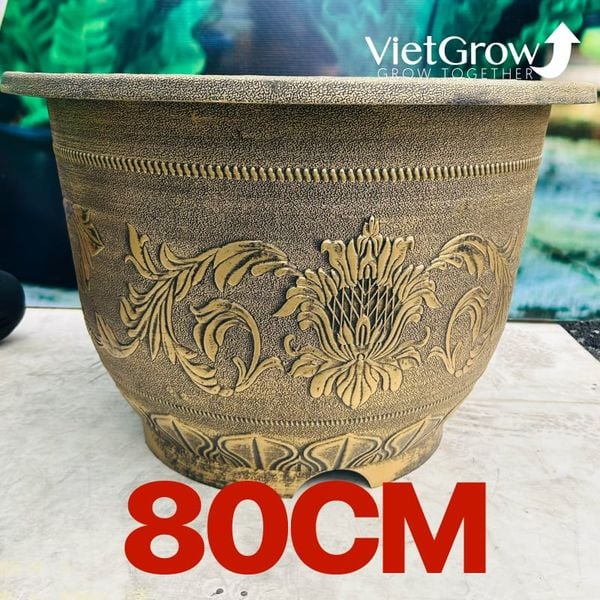  Chậu Nhựa Giả Đồng Hoa Văn Cổ Điển, Đường kính 80cm 