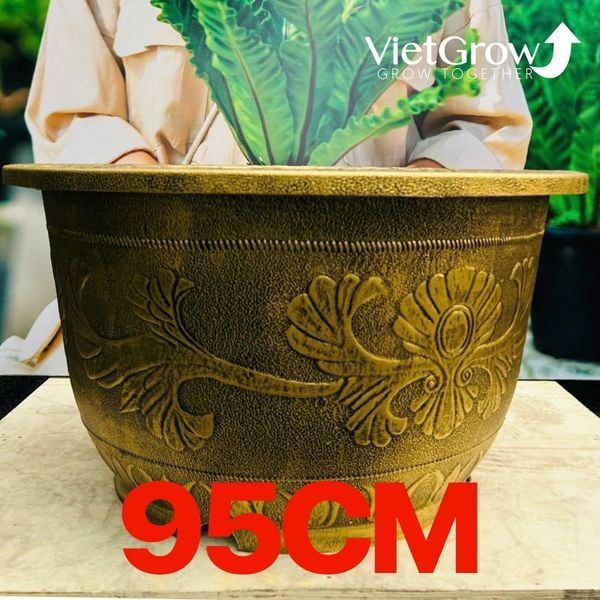  Chậu Nhựa Giả Đồng Hoa Văn Cổ Điển, Đường kính 95cm 