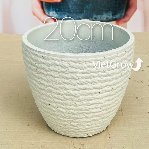  Chậu giả đá màu trắng đường kính 22cm - FLORAL DX1 