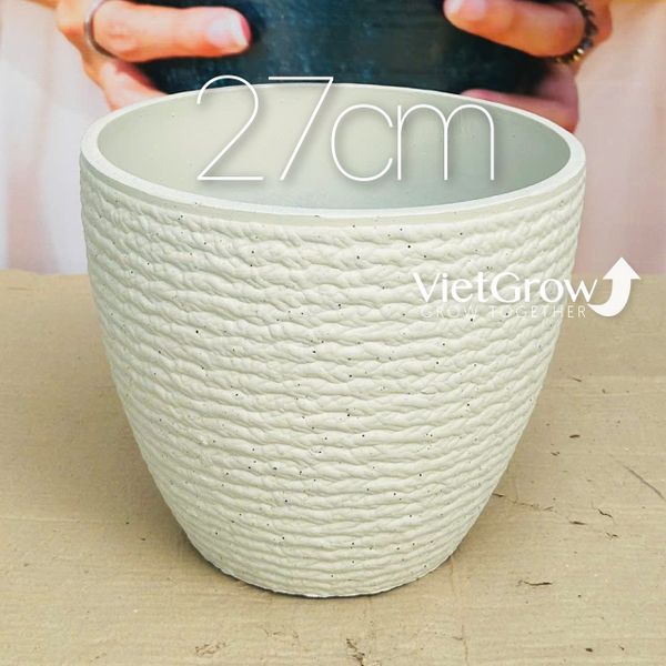  Chậu giả đá màu trắng đường kính 27cm - FLORAL DX2 