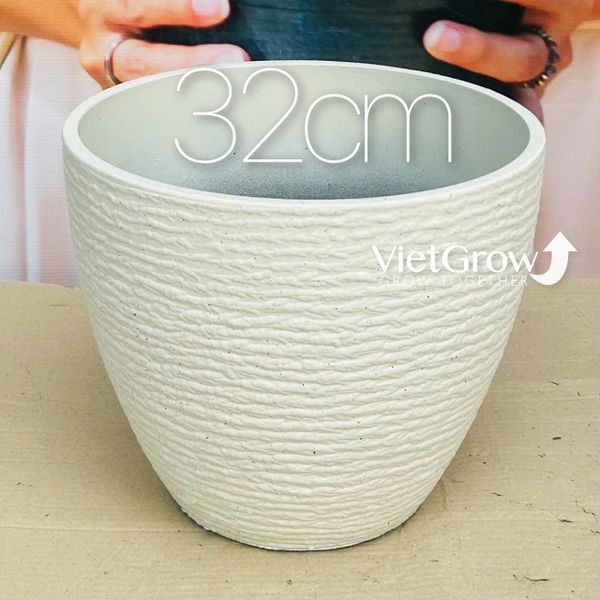  Chậu giả đá màu trắng đường kính 32cm - FLORAL DX3 