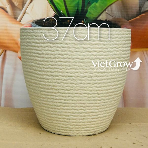  Chậu giả đá màu trắng đường kính 37cm - FLORAL DX4 