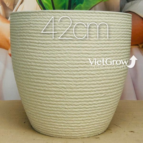  Chậu giả đá màu trắng đường kính 42cm - FLORAL DX5 