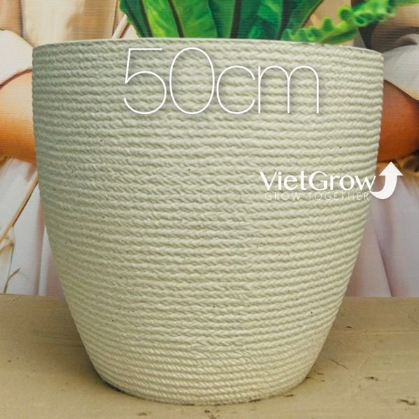  Chậu giả đá màu trắng đường kính 50cm - FLORAL DX6 