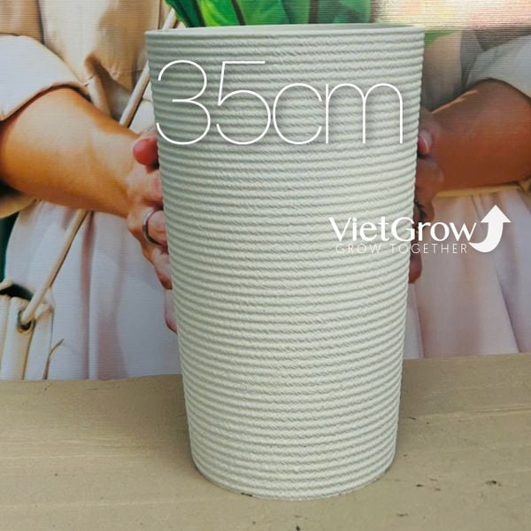  Chậu giả đá màu trắng đường kính 35cm - FLORAL YT2 