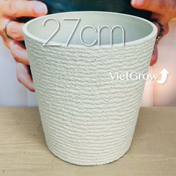  Chậu giả đá màu trắng đường kính 27cm - FLORAL ZS2 