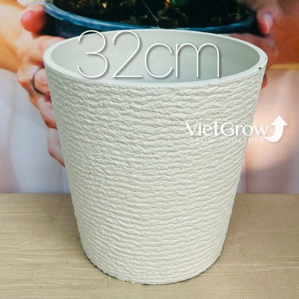  Chậu giả đá màu trắng đường kính 32cm - FLORAL ZS3 