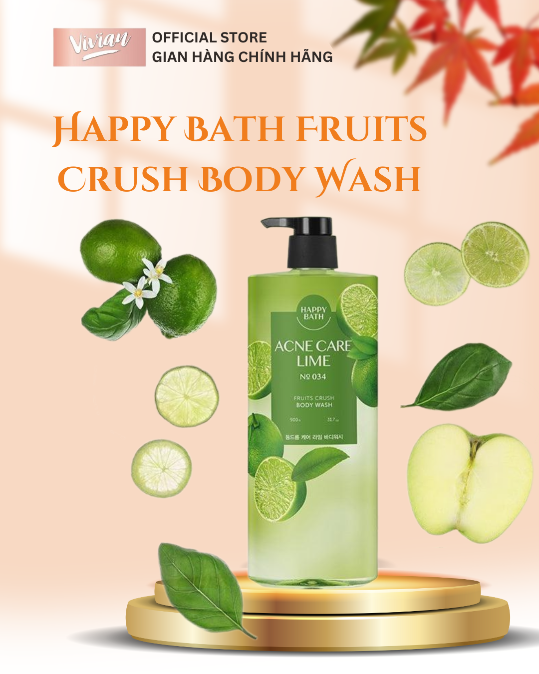  Sữa Tắm Happy Bath Fruits Crush Body Wash (MP8726  MP8727  MP8728) 