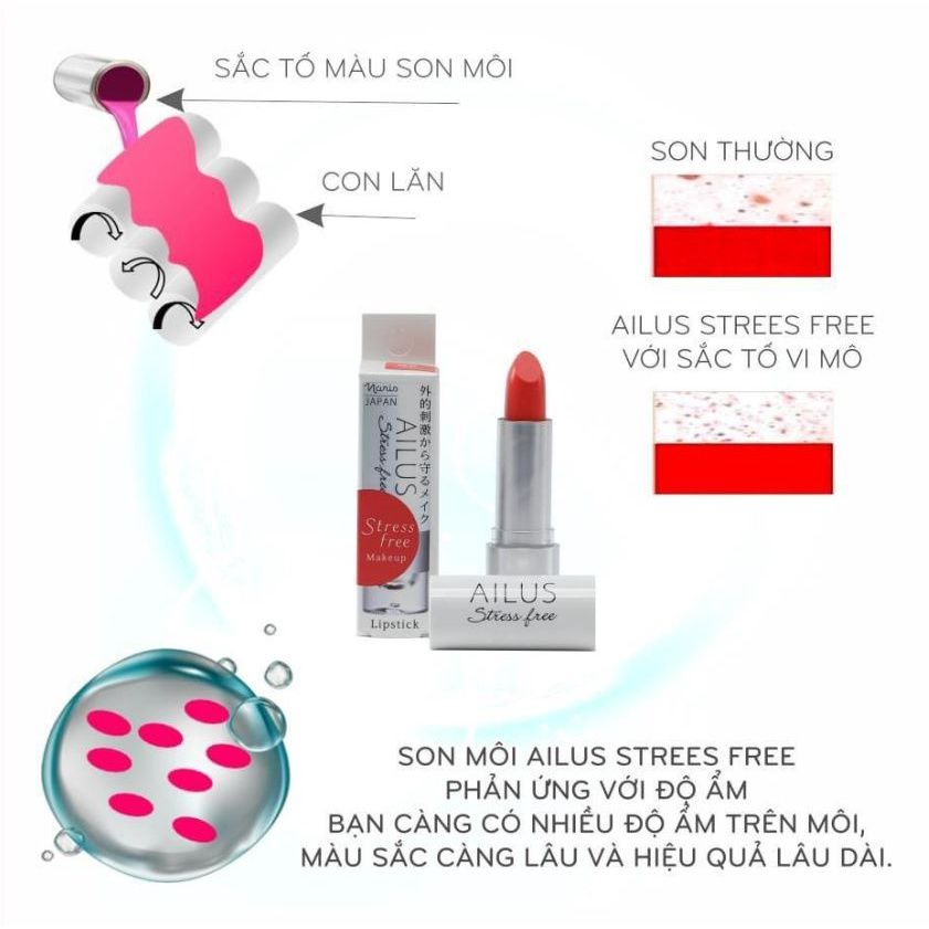  Son lì mịn môi Naris Ailus Stress Free (MP8011 MP8012 MP8013 MP8014 MP8015) 