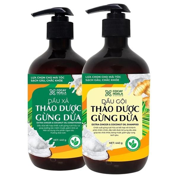 Combo Gội Xả Thảo Dược Gừng Dừa Cỏ Cây Hoa Lá 440g