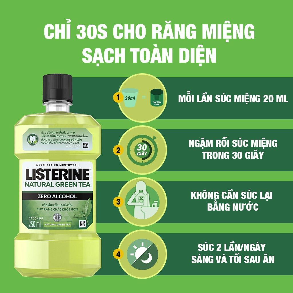  Nước súc miệng Listerine (ngừa sâu) 250ml (MP6929) 