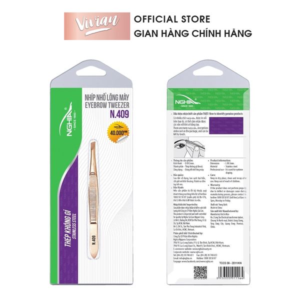 Nhíp nhổ lông mày N.409 Kềm Nghĩa