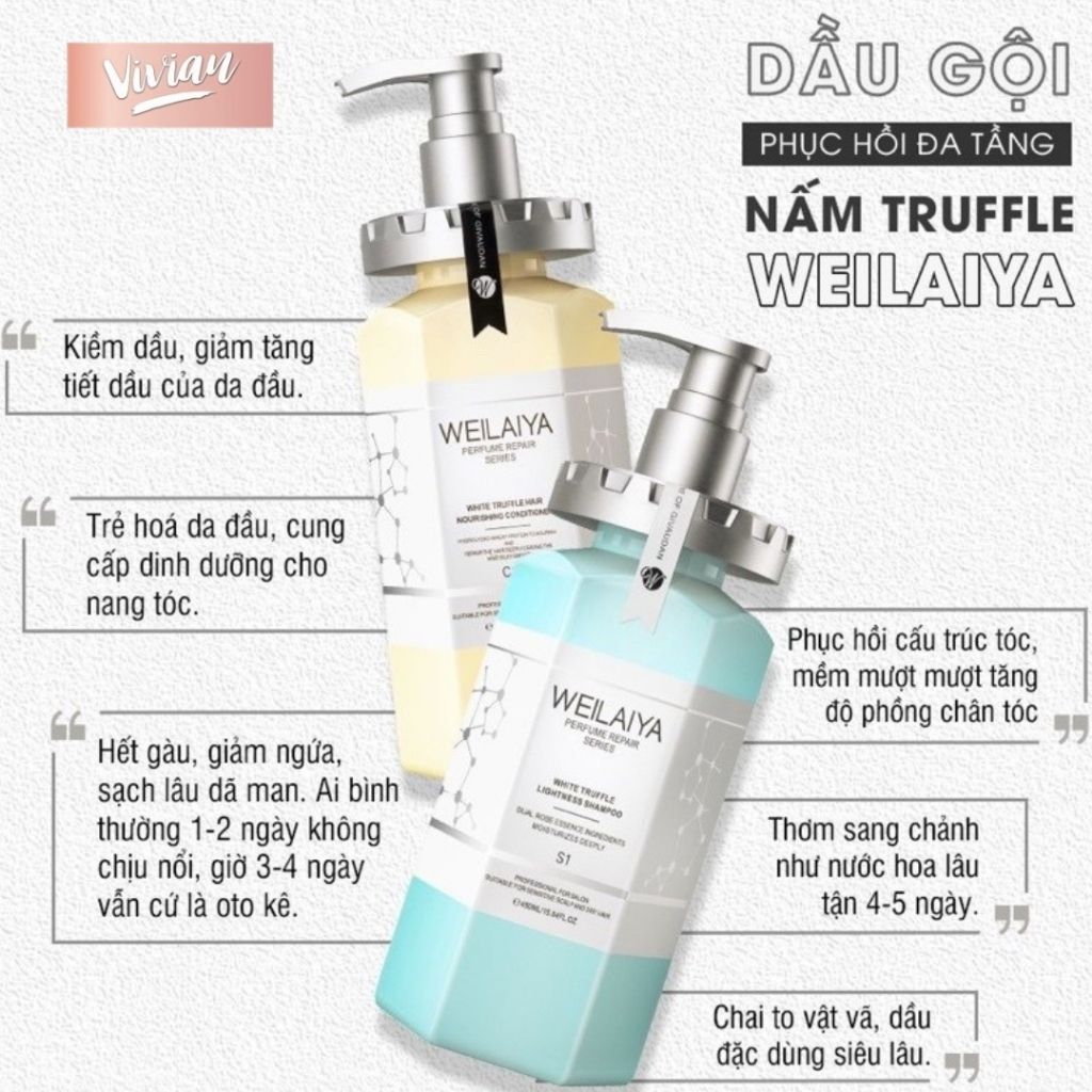  Gội xả phục hồi đa tầng nấm Truffle Weilaiya 450ml (MP9190) 