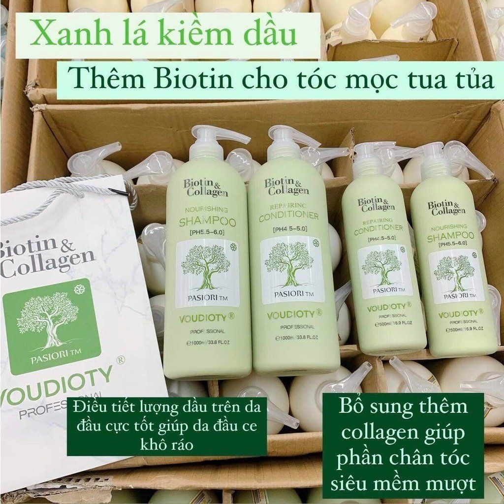  Gội, xả Biotin & Collagen Xanh rêu - kiểm soát dầu 500ml (MP7807) 