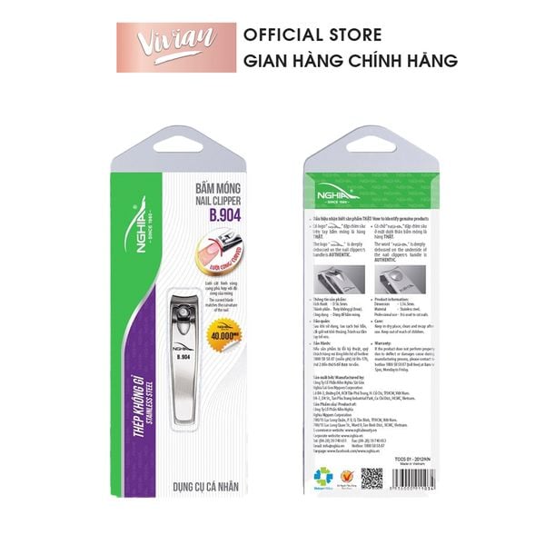 Bấm móng B.904 inox Kềm Nghĩa