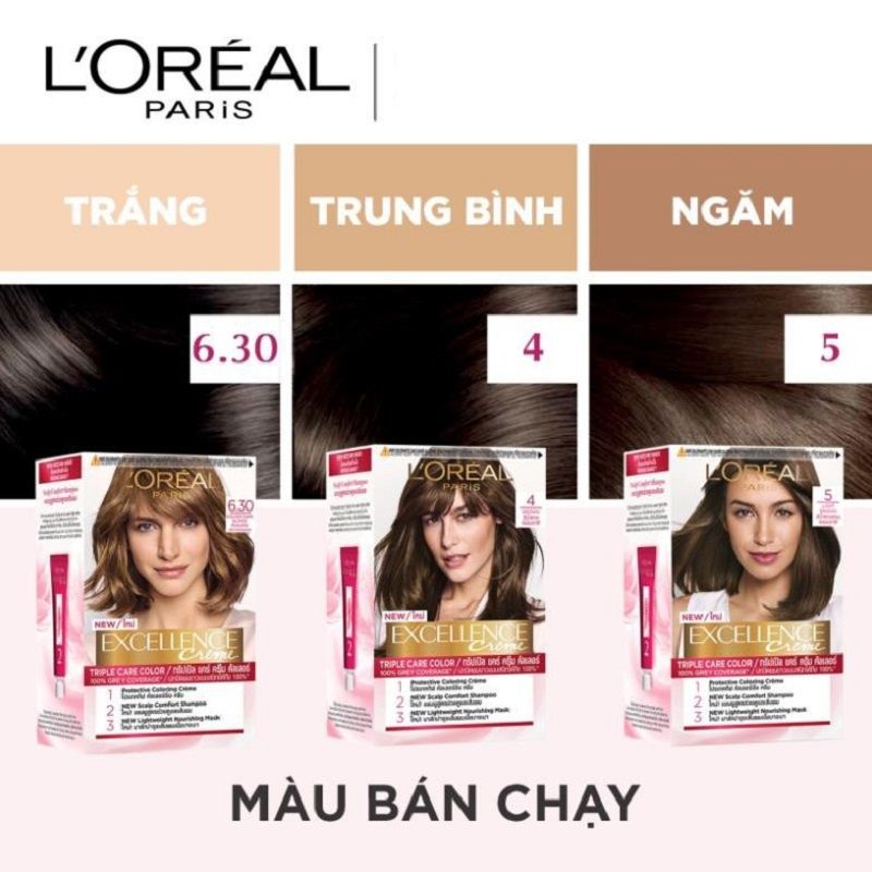  (Nhuộm LOREAL) Màu nhuộm dưỡng tóc phủ bạc LOreal Paris Excellence Crème 172ml 