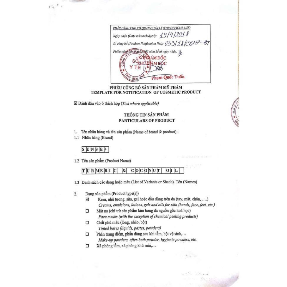  Dầu dừa nghệ trắng da Sense Plus 50ml (MP7234) 