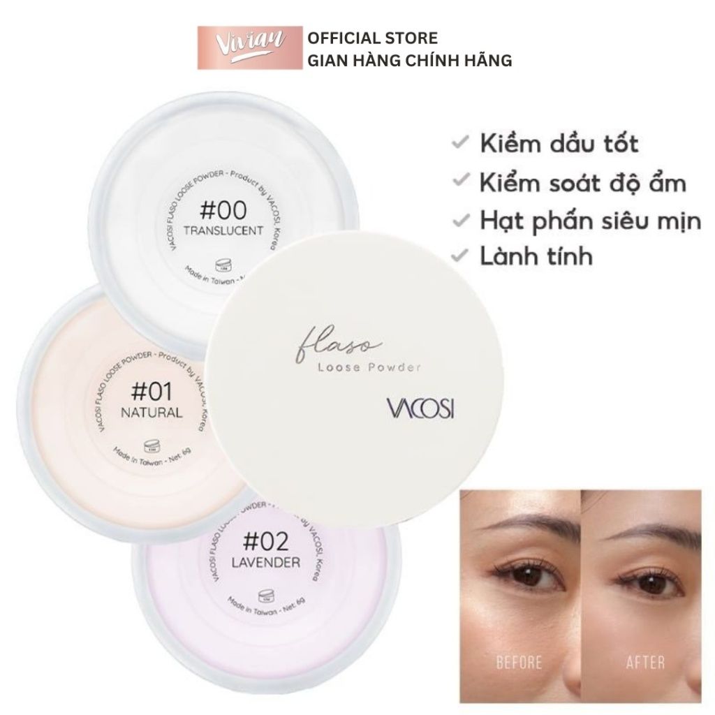  Phấn phủ siêu mịn Vacosi Flaso Loose Powder #00, #01, #02 (MP9115 - MP9117) 