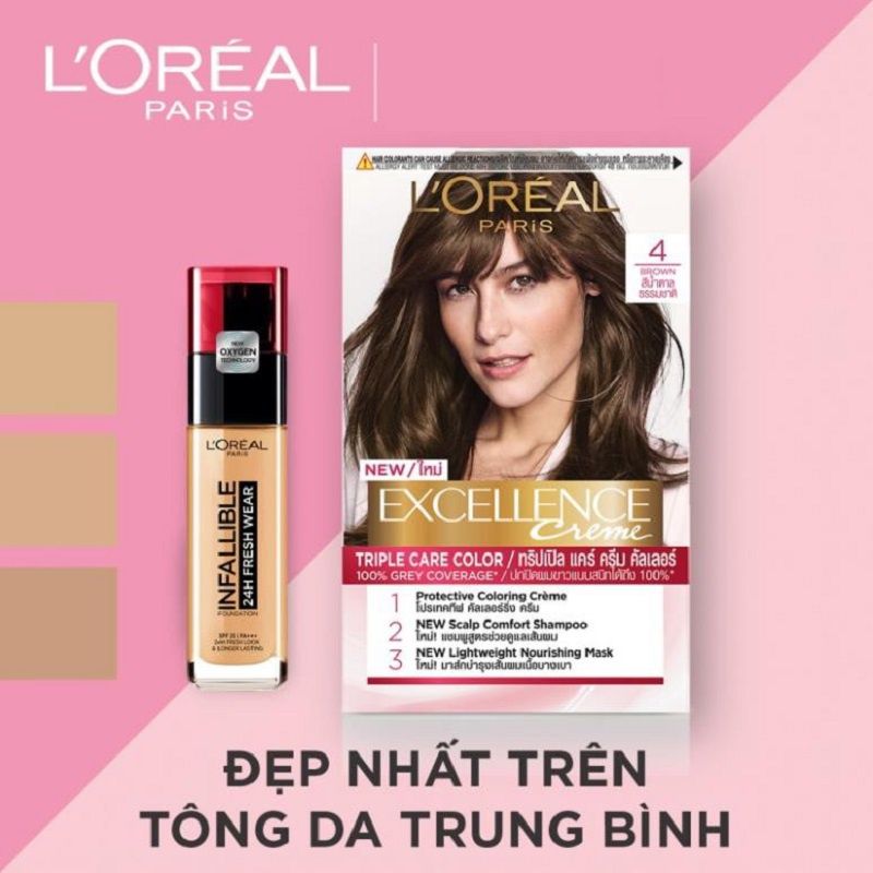  (Nhuộm LOREAL) Màu nhuộm dưỡng tóc phủ bạc LOreal Paris Excellence Crème 172ml 