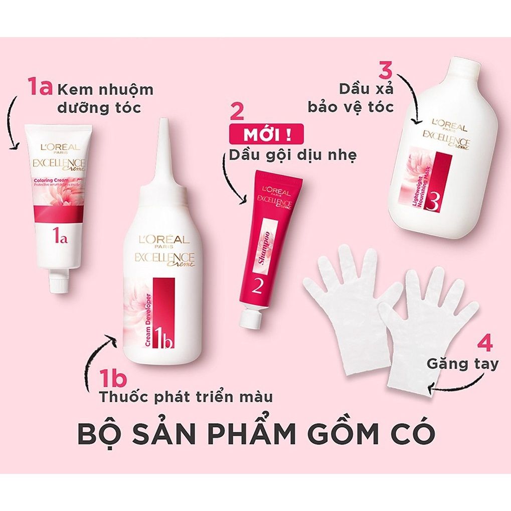  (Nhuộm LOREAL) Màu nhuộm dưỡng tóc phủ bạc LOreal Paris Excellence Crème 172ml 