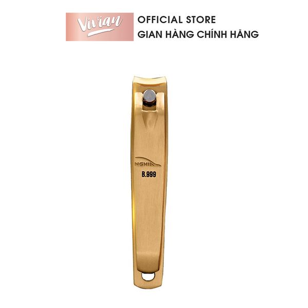 Bấm móng tay B.999 inox Kềm Nghĩa mạ vàng 24K lưỡi cong loại lớn