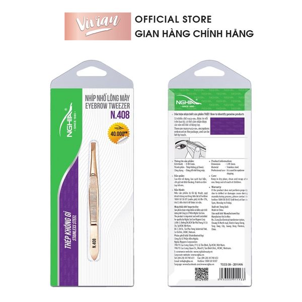 Nhíp vỉ giấy N.408 inox Kềm Nghĩa