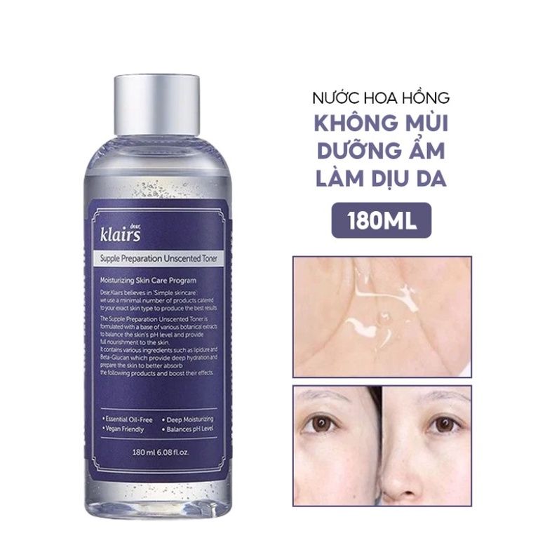  Nước hoa hồng không mùi Dear Klairs 180ml (MP8242) 