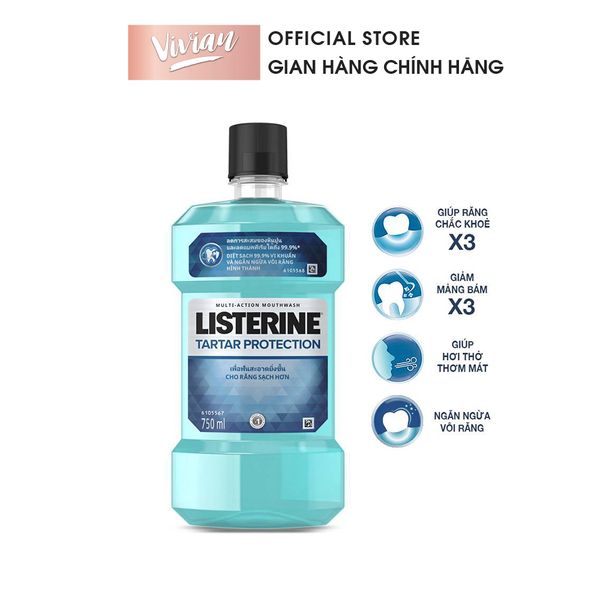 Nước súc miệng Listerine 750ml (giảm vôi răng)