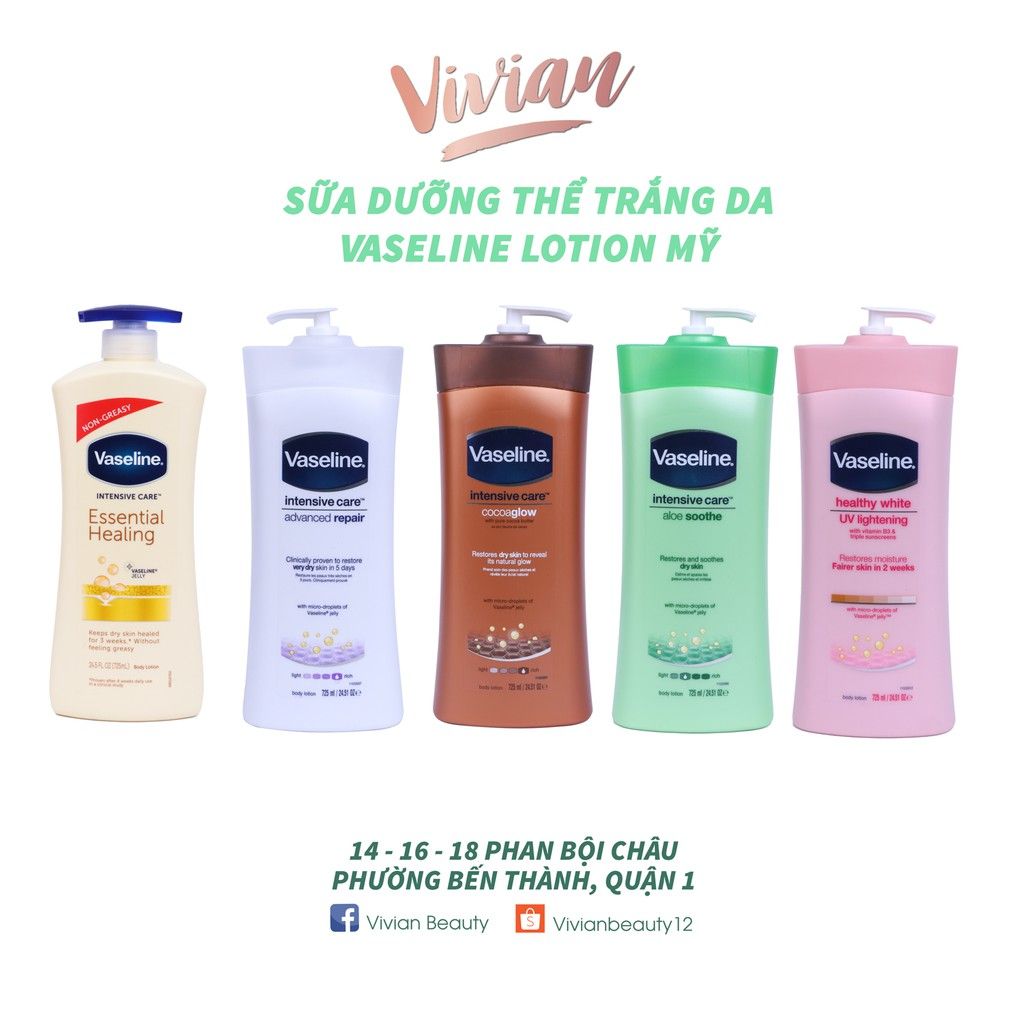  Sữa Dưỡng thể trắng da Vaseline Lotion Mỹ 725ml 