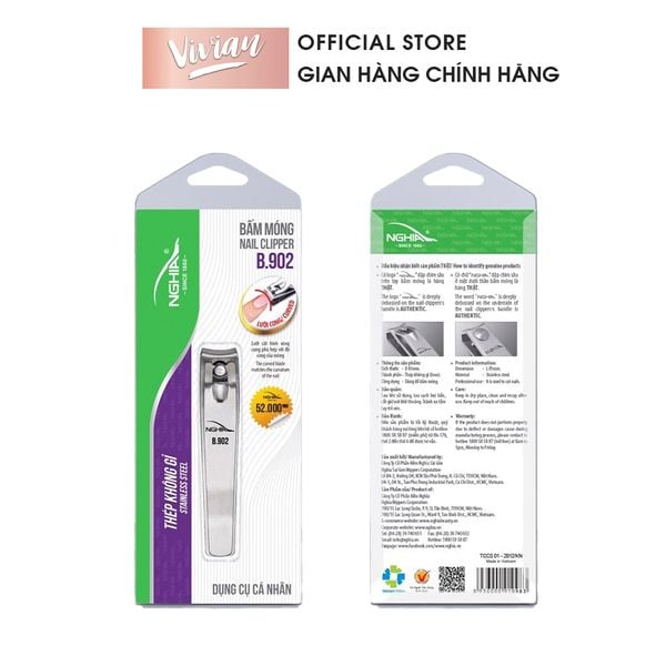 Bấm móng B.902 inox Kềm Nghĩa (loại lớn)