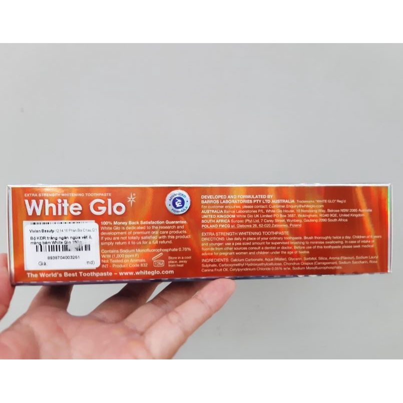  Kem đánh răng ngăn ngừa vết ố, mảng bám White Glo 150g - MP8365 