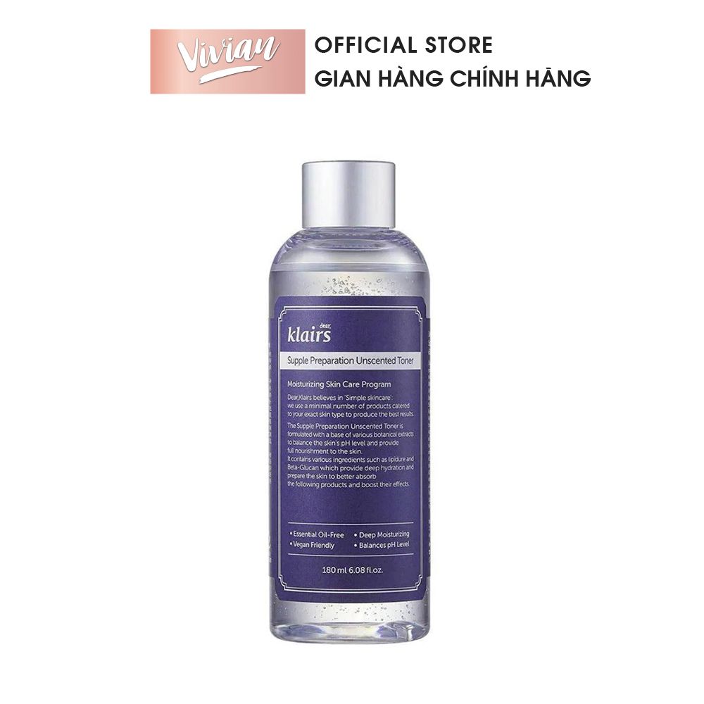  Nước hoa hồng không mùi Dear Klairs 180ml (MP8242) 