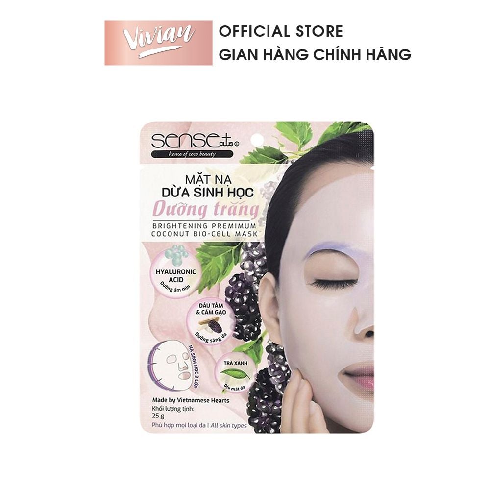  Mặt Nạ Sinh Học Cao Cấp Coconut Bio-Cell Sense Plus Dưỡng Trắng 25g/ gói (MP7244) 