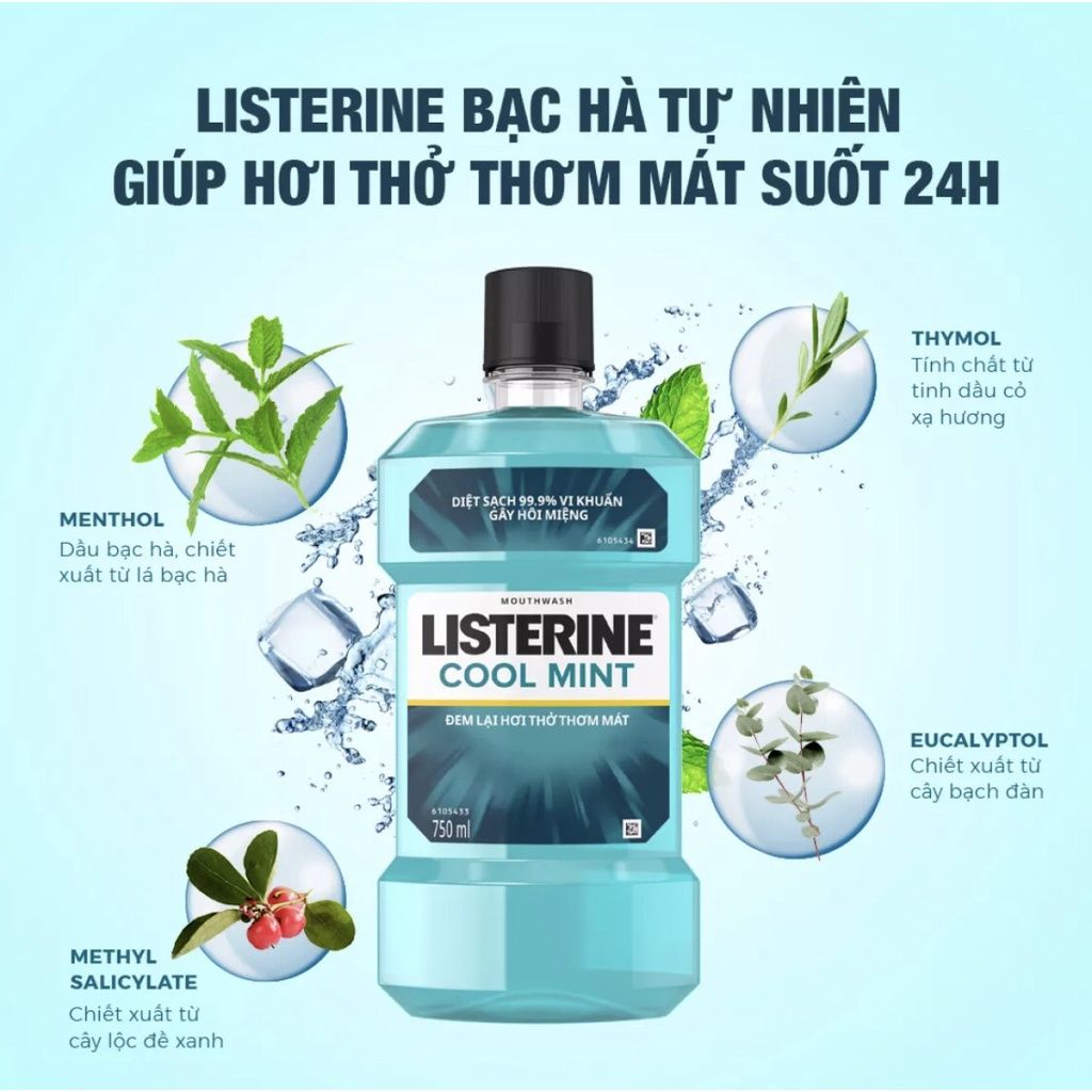  Nước súc miệng Listerine 750ml (bạc hà) (MP6924) 