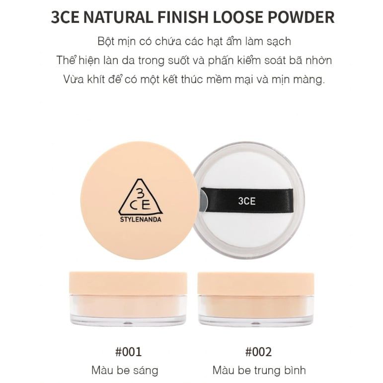  Phấn phủ 3CE Natural Finish Loose Powder #001 (MP8523) 