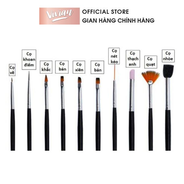 Cọ Vẽ Móng - Cọ Vẽ Cán Gỗ Vins