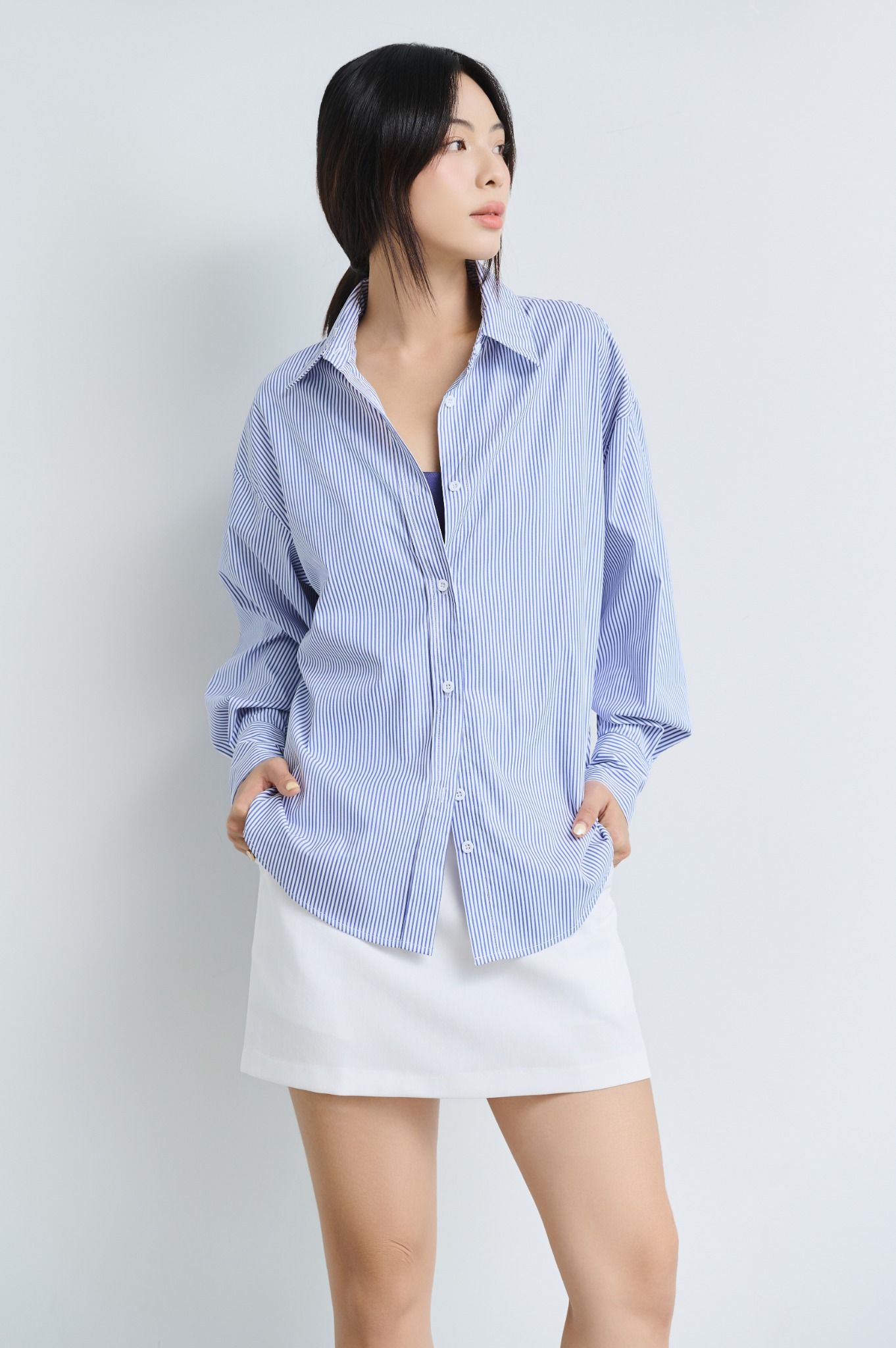  Áo Sơ Mi Sọc Oversize FAS318 