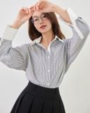  Áo Sơ Mi Sọc Phối Cổ Oversize FAS354 