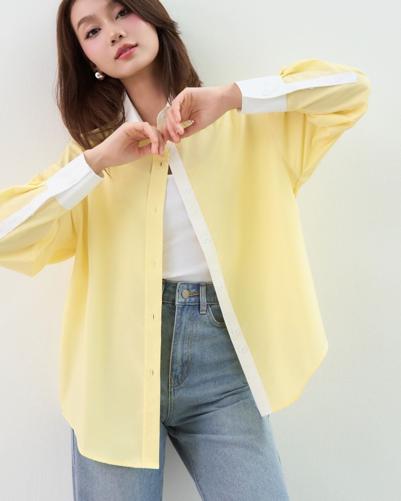  Áo Sơ Mi Phối Oversize FAS351 
