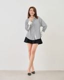  Áo Sơ Mi Sọc Phối Cổ Oversize FAS354 
